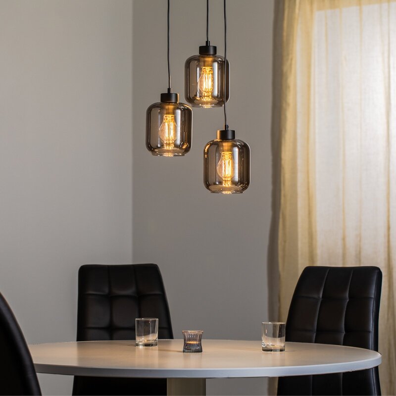 Eko Light Hängeleuchte Pendelleuchte Sombra rauchgrau schwarz Metall Glas - 5902693783756