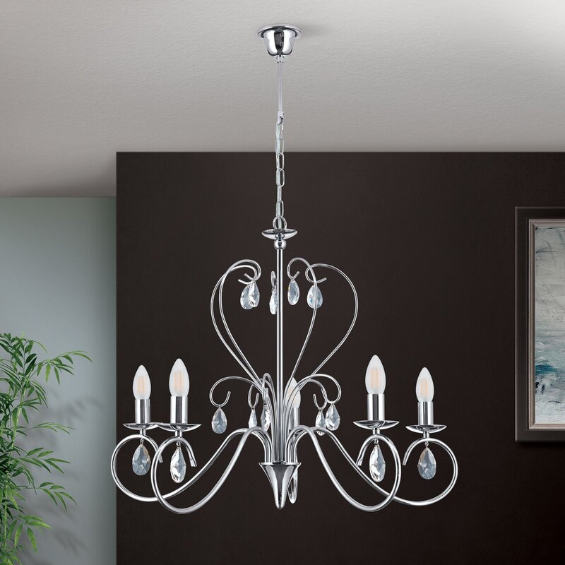 ORION Kronleuchter Deckenlampe Alessia Kristallglas chrom 5-flammig - 9003090194612
