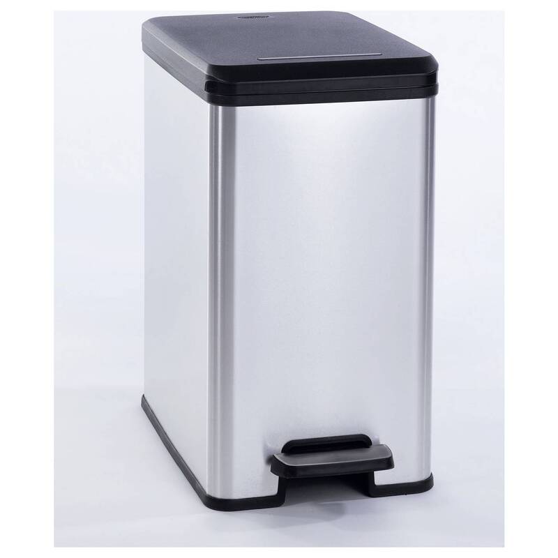 Curver Mülleimer Abfalleimer 25l Silber Schwarz Pedal Mülleimer 250x450x420mm - 3253922339001
