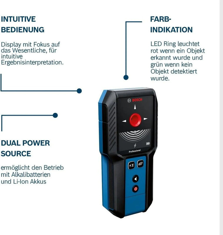 Bosch Ortungsgerät GMS 120-27 Detektor für Wände mit Tasche und 2 Batterien AA - 4053423255331