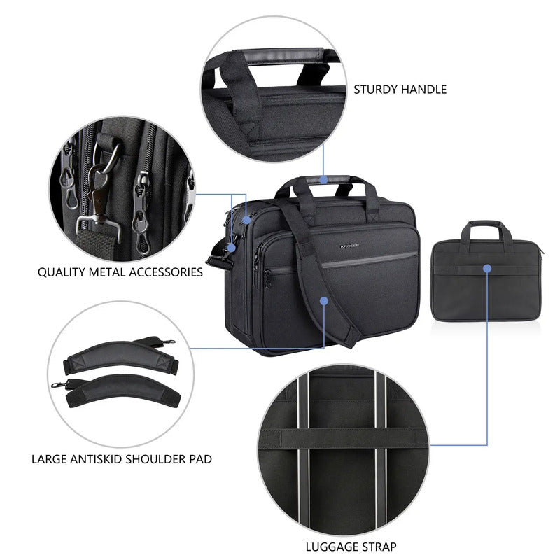 KROSER Notebook 17,3" Tasche Aktenkoffer Laptoptasche Laptop Schultergurt Canvas - 4064161491240