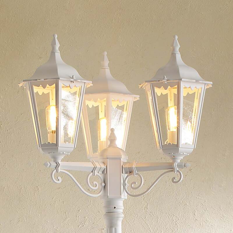 Konstsmide Mastleuchte Firenze 3-flammig E27 weiß 220 cm Aluminium Glas - 7318307217254