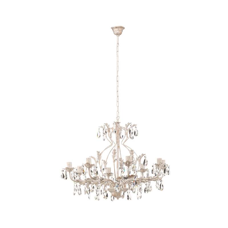 ONLI Kristall-Kronleuchter Teresa Hängelampe LED 8-flammig elfenbein gold Ø70cm - 8030626523364