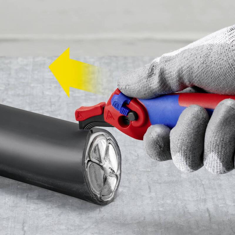 Knipex Abmantelungsmesser mit Gleitschuh und Ratschenfunktion Rundkabel 7 mm - 4003773089902
