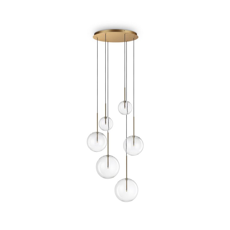 Ideal Lux Hängelampe Pendelleuchte Lampe messing Glas Metall Equinoxe - 8021696317243