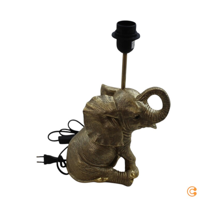 KARE Tischleuchte Lampe Happy Elefant Schirm Leuchte Schwarz Gold Kunstharz - 4025621555391