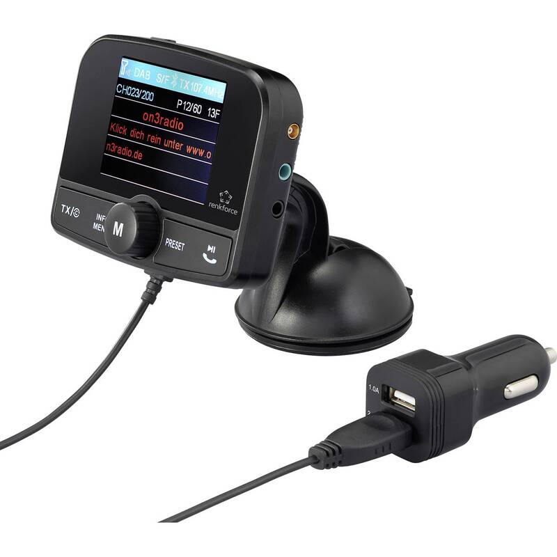 Renkforce RFCRDAB100 DAB Empfänger Radio Saugnapfhalterung Bluetooth Musikstream - 4064161398532