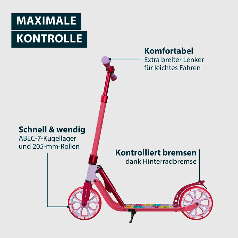 HUDORA Tretroller Scooter BigWheel 205 Advanced Daydream Edition Pink Flowers - 4005998142158