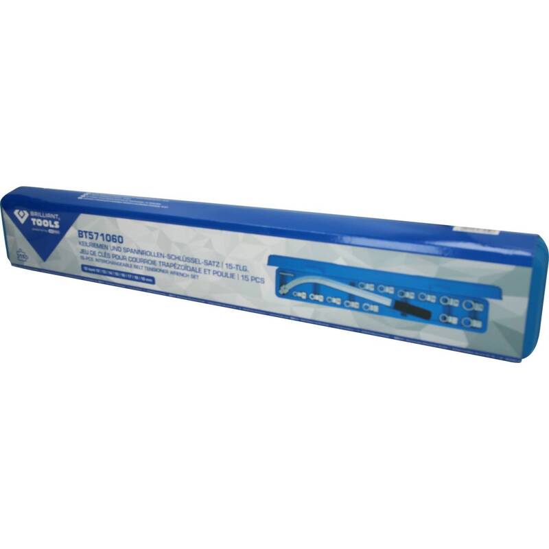 Brilliant Tools Keilriemen-Schlüssel-Satz 15-tlg Spannrollen Werkzeug 46cm 1510g - 4042146779507
