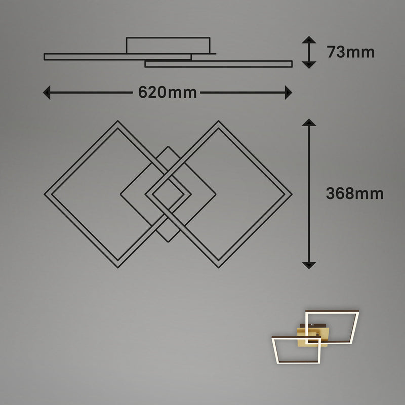 LED Deckenleuchte Deckenlampe Frame gold dimmbar Memoryfunktion Raum Beleucht654 - 4002707422174