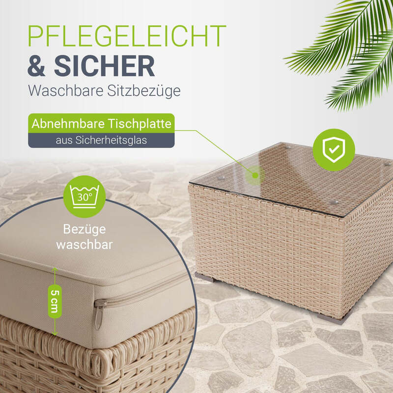 Polyrattan Lounge Punta Cana Gartenmöbel Sitzgarnitur für 4 Personen creme sand - 4262437186634