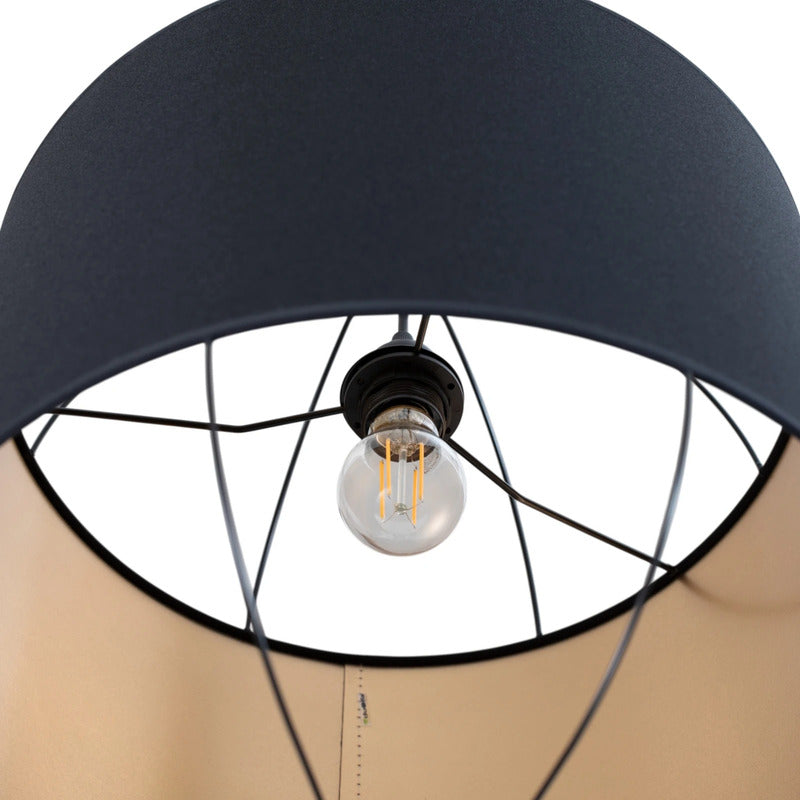 Lantern Pendelleuchte Hängelampe Schwarz Gold Stoff E27 - 5905317606943