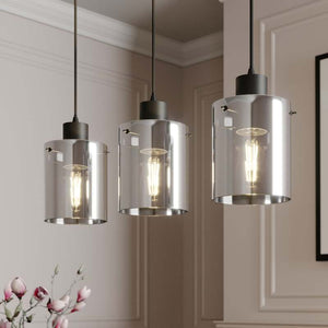 B-Ware Lindby Kourtney Hängeleuchte Deckenlampe Pendelleuchte Lampe Schwarz Rauchgrau