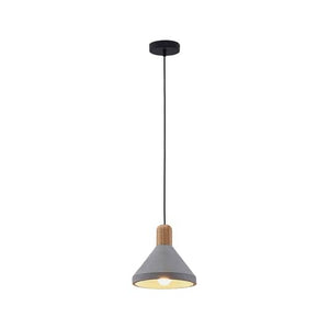 B-Ware Lindby Beton-Pendelleuchte Lampe Leuchte Hängeleuchte IP20  Caisy mit Holz, r861