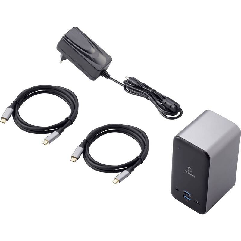Renkforce USB-C Dockingstation RF-DKS-650 HDMI 4 Monitore Grau Ladefunktion - 4064161037431
