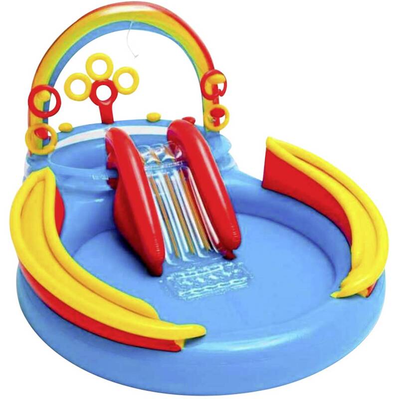 Intex Aufblasbarer Kinderpool Rainbow Ring 57453NP mit Rutsche und Dusche 81kg - 6941057402499