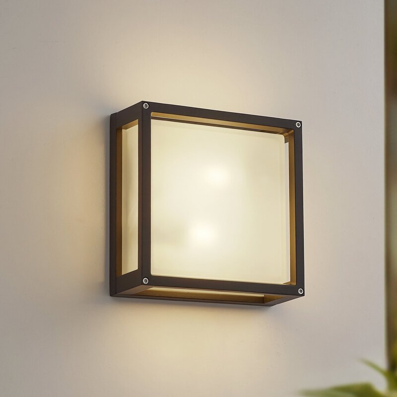 Lucande Außenwandlampe Aurelien anthrazit 25x25 cm mit Sensor IP54 - 4251911797268