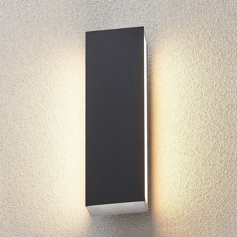 Lucande Außenleuchte Außenlampe LED Wandlampe dunkelgrau Polycarbonat Edelstahl - 4251096573459