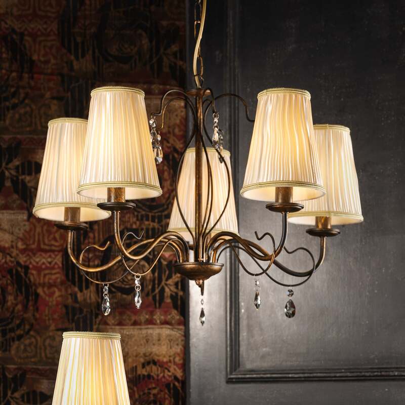 Kronleuchter Delia bronzefarben 5-flammig Ø 68 cm Deckenlampe Deckenleuchte Spot - 8030626545496