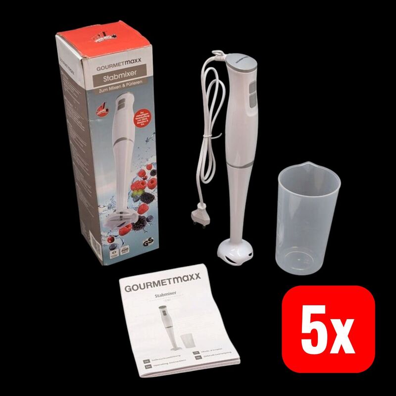 GourmetMaxx Stabmixer Pürierstab Handmixer 400W Mixer Küchenhelfer Weiß 700ml - 4067522047919