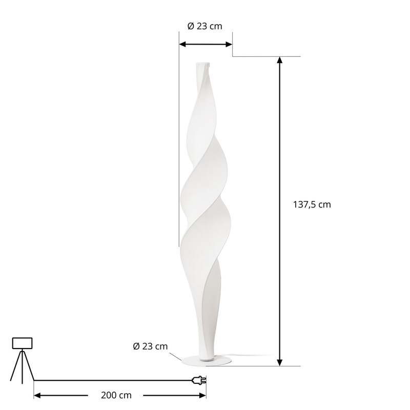 Lucande Stehleuchte Lampe Novelle LED dimmbar CCT 137cm weiß Kunststoff Stahl - 4255830904547