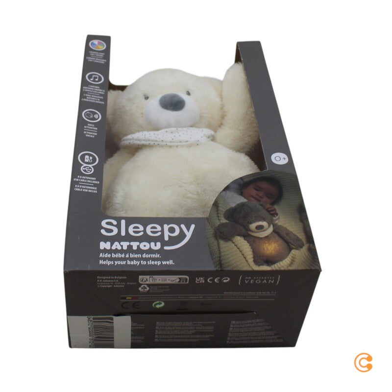 Nattou Nachtlicht Kuscheltier Plüschtier Bär Sleepy Greifpunkte beige Spieluhr - 5414673876612