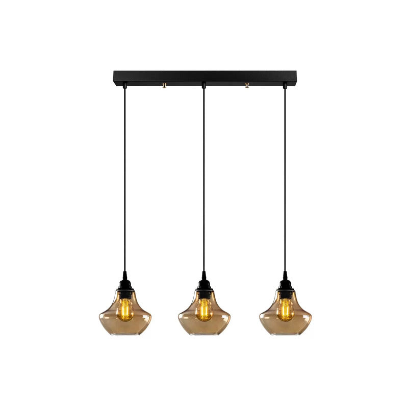 Hängeleuchte Gold 052 gold-transparent Glas 3-flammig lang Deckenlampe Lampe - 8682870091313