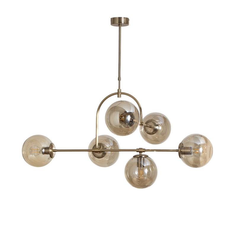 Portemo Hängeleuchte Deckenlampe Lampe messing Länge 104 cm 6-flammig Glas - 8698525682072