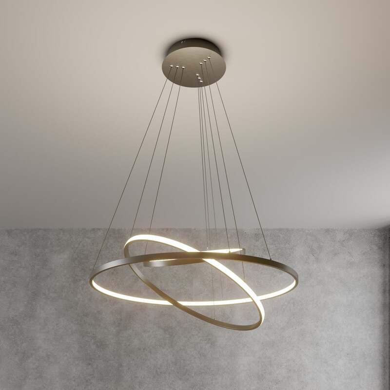 Lucande Pendelleuchte Hängeleuchte Ezana LED Lampe dimmbar nickel Ø80cm 3000K - 4251096556858