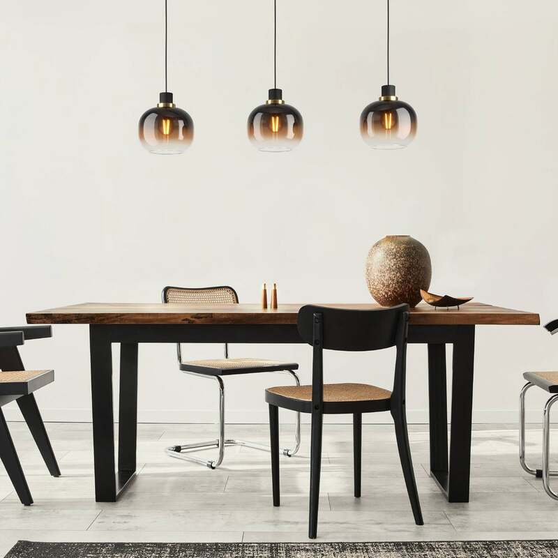 EGLO Hängelampe Pendelleuchte Oilella schwarz braun Glas Länge 95 cm 3-flam139 - 9002759996154