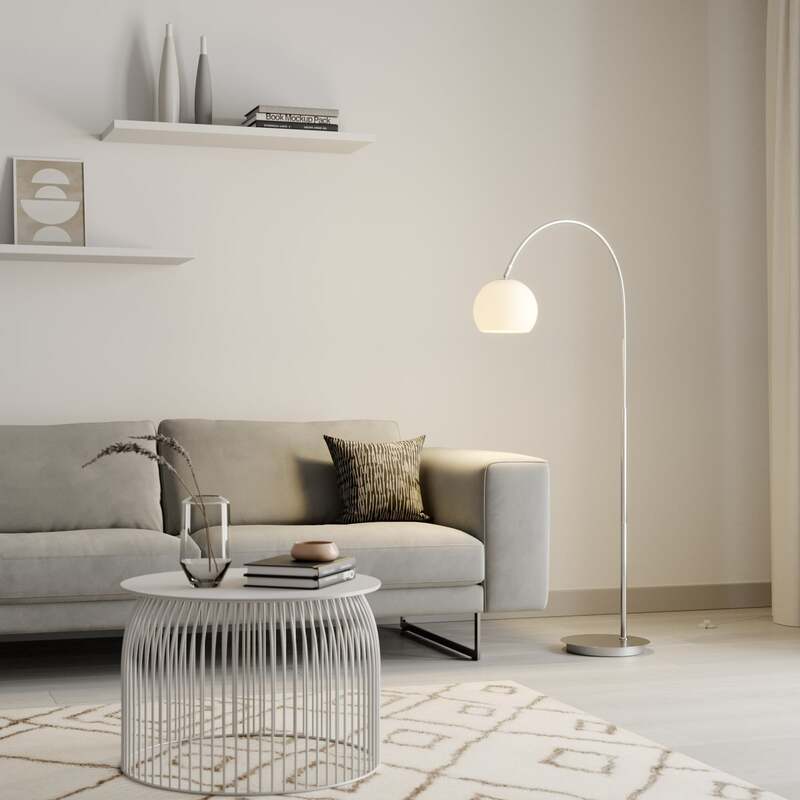 Lindby Cynthia Bogenstehlampe Stehlampe Stehleuchte Lampe E27 Glas nickel m127 - 4251096566031