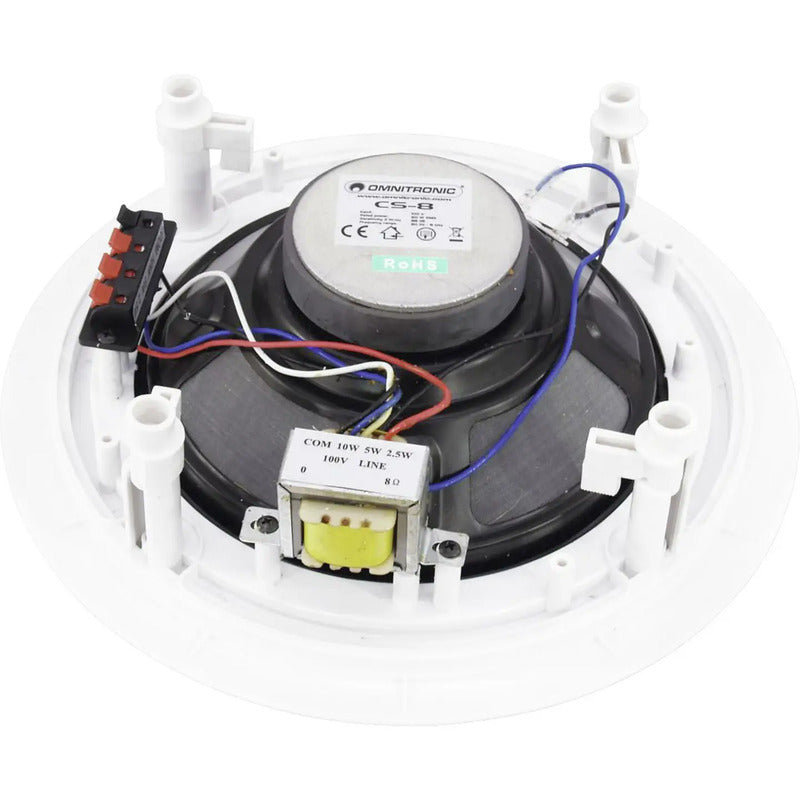 Omnitronic Einbaulautsprecher Lautsprecher 10W IPX0 Weiß 27.5cm 85mm 1 Stück - 4026397308297