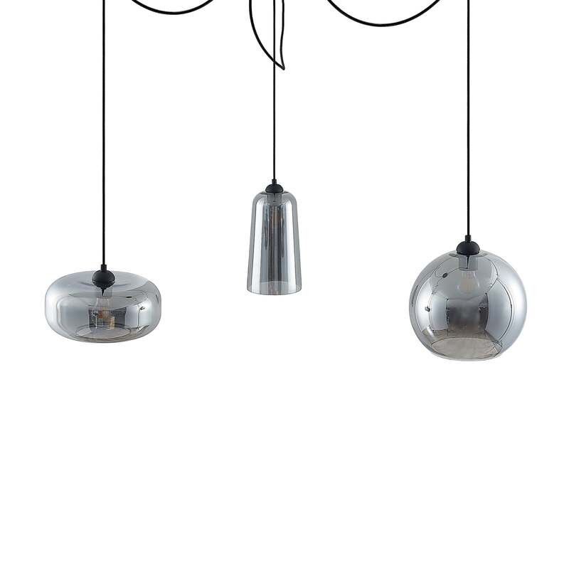 Lucande Zyli Pendelleuchte Hängeleuchte Deckenlampe Lampe dreiflammig rauchgrau - 4251911701715