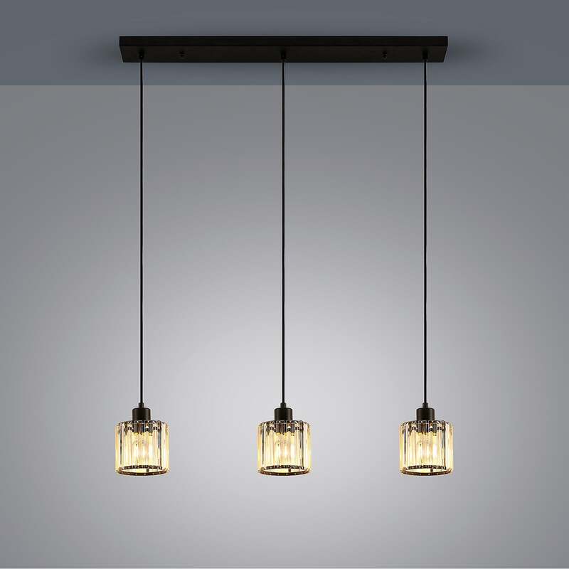 Lindby Hängeleuchte Vella LED Pendelleuchte Lampe 3-flg transparent 83cm schwarz - 4251096581195