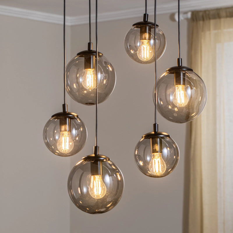 Euluna Hängeleuchte Smoky mit Glasschirmen Pendelleuchte Hängelampe Lampe 6-flg. - 10014062