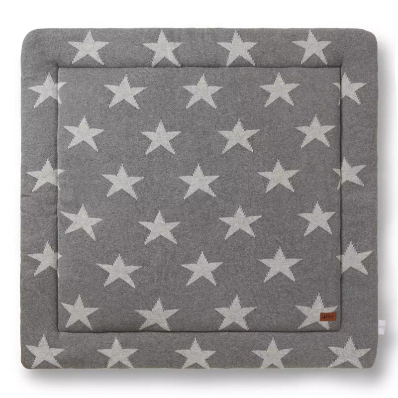 LITTLE Laufgittereinlage Krabbelmatte Star grau Unterlage Spielmatte Baumwolle - 4251083171408