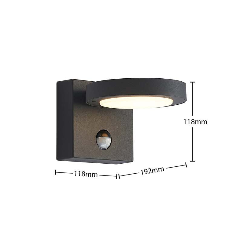 Lucande Außenlampe Wandleuchte Belna LED Gartenlampe mit Sensor dunkelgrau IP54 - 4251911702576