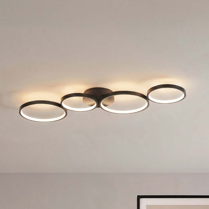 Lindby Evengeline LED-Deckenlampe Deckenlampe Lampe Leuchte 35 W Alu schwarz831 - 4251096591729
