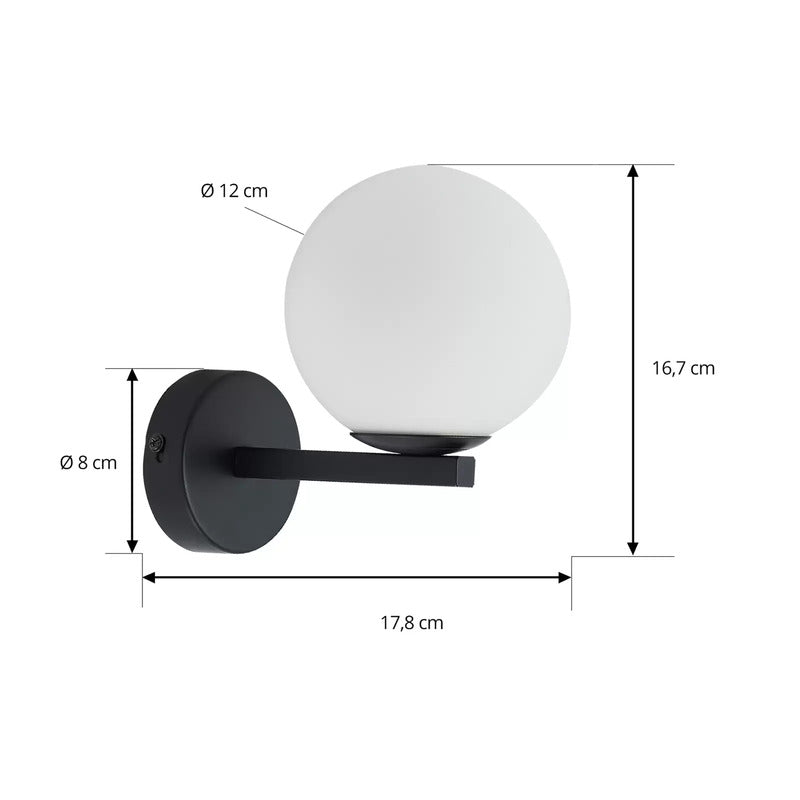 Lucande Wandleuchte Bidolo LED Wandlampe dimmbar schwarz Glas Ø12cm IP44 - 4251911778021