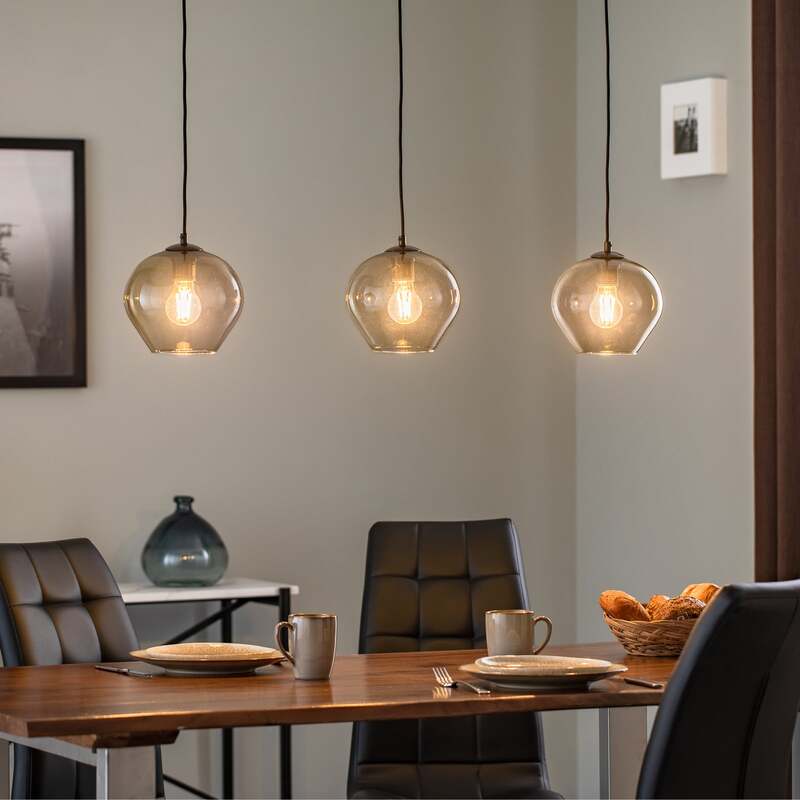 Hängelampe Svala 3-flammig LED Pendelleuchte dimmbar schwarz rauchgrau 104x24cm - 5902553230482