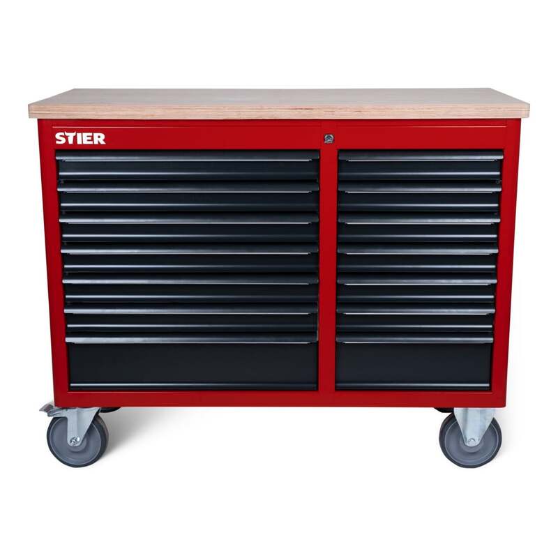 STIER mobile Werkbank XXL mit 14 Schubladen Rollwagen Kasten Werkstattwagen leer - 4251709645856