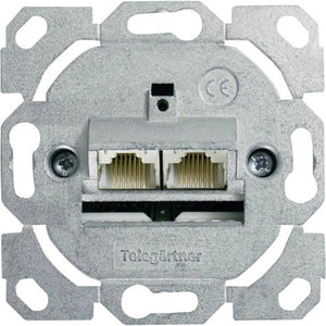 B-Ware Telegärtner CAT 6a Netzwerkdose Unterputz 2 Ports silber geschirmt 70x70x33mm
