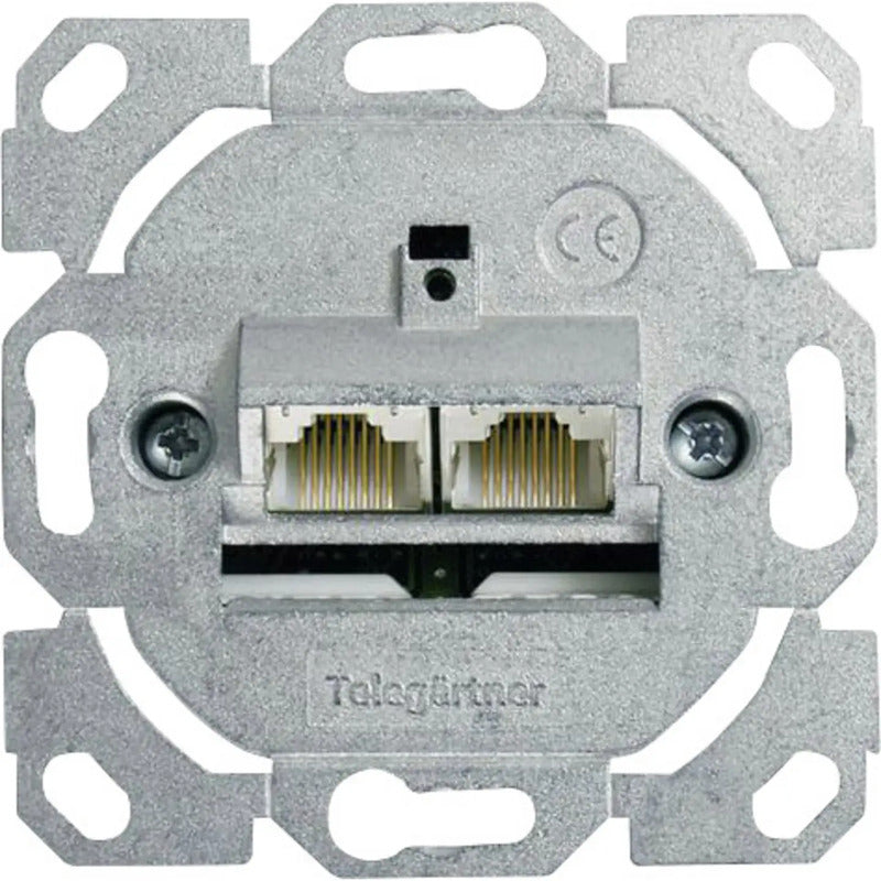 Telegärtner CAT 6a Netzwerkdose Unterputz 2 Ports silber geschirmt 70x70x33mm - 4018359262280