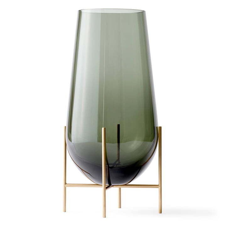 Audo Vase Blumengefäß Échasse Glas Rauchgrau mundgeblasen Messing 60 cm - 5709262989782