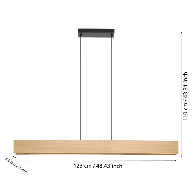 EGLO Hängeleuchte Pendelleuchte Smart Zig LED Anchorena Z Holz hell schwarz w909 - 9008606243679