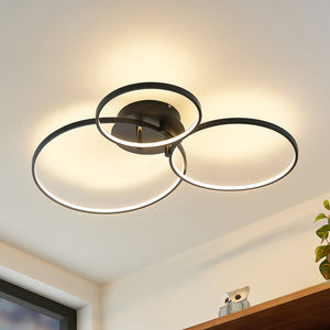 B-Ware Lindby Deckenlampe Rayk LED dimmbar Lampe Leuchte schwarz 77cm 1900Lumen