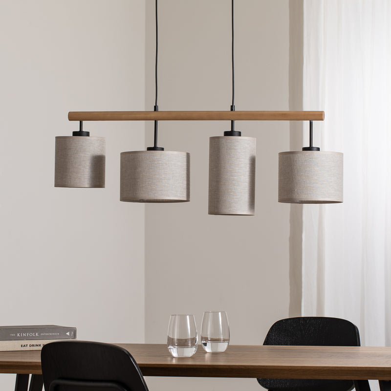 TK Lighting Hängeleuchte Deva Nature LED Pendelleuchte dimmbar beige 96x22cm - 5901780561086
