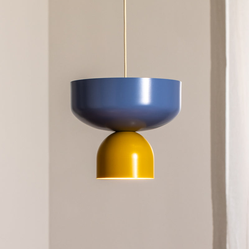ALDEX Hängeleuchte Lampe Leuchte Api gelb blau Metallschirm E27 LED 30cm - 5904798658953
