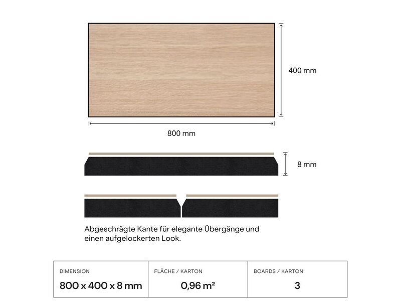 Amadeo Wandpaneel AkustikBoard Eiche Natur 3 Stück Schallabsorber 80x40cm - 9180007771156