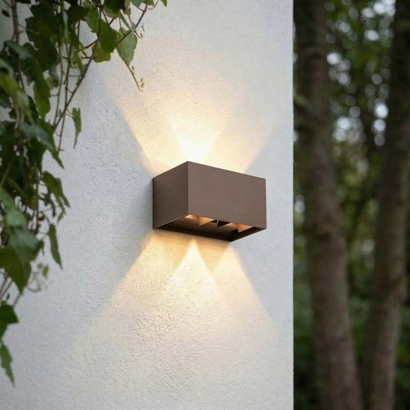 Lindby Außenwandleuchte Nivar LED Gartenleuchte Wandleuchte rostbraun 20cm IP54 - 4255830909856